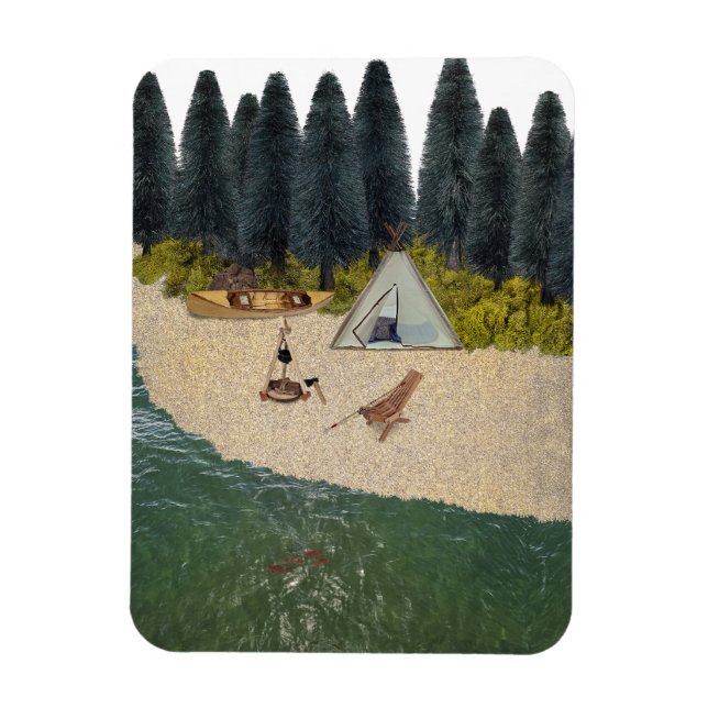 Tält Camping vid floden Magnet (Vertikal)