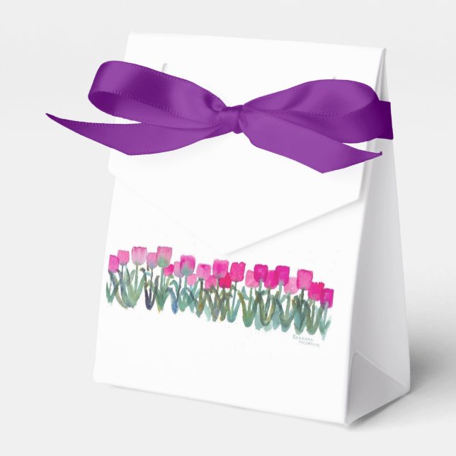 Tält Favoritboxar Vår Rosa Tulips Presentaskar (Framsidan Sidan)