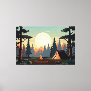 Tält i skogen canvastryck