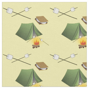 Tält, lägereld och Smores-mönster Tyg