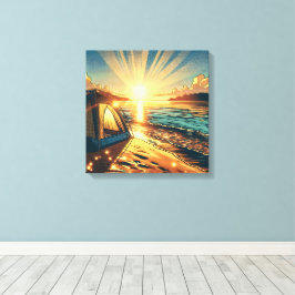 Tält på en "Beach Camping Thmet" Canvastryck