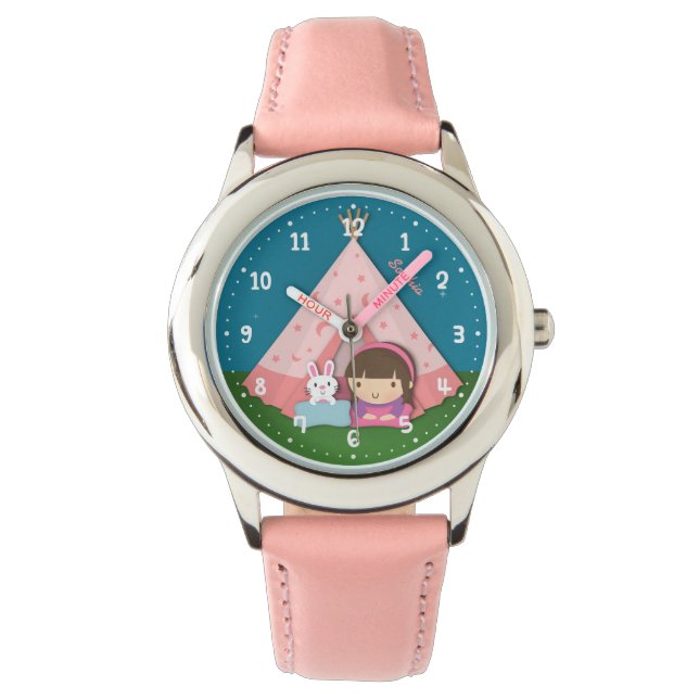 Tält Teepee Tält Kanin Flicka Personlig Armbandsur (Framsida)