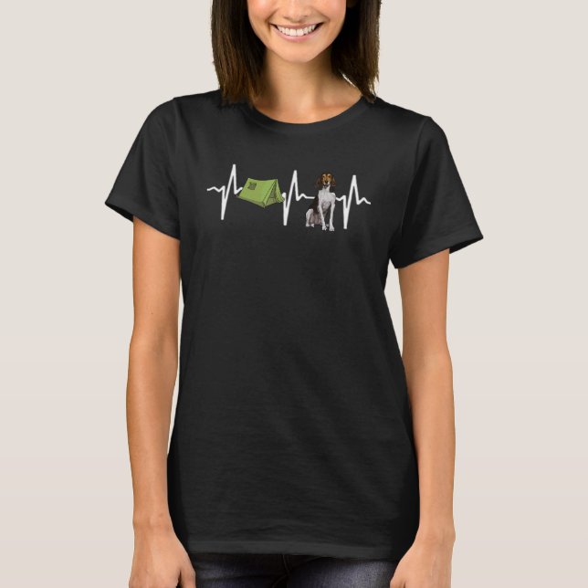 Tältcamping Treeing Walker Coonhound Hjärtbeat Hun T Shirt (Framsida)