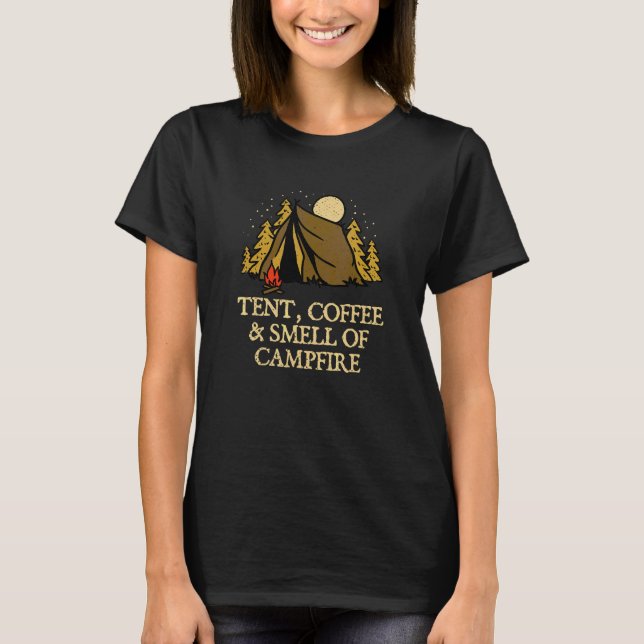 Tältkaffe & doft av lägereld Camping Vandring Webb T Shirt (Framsida)