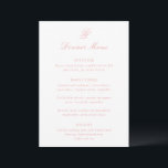 Talula Coral Rosa Elegant bröllop Meny<br><div class="desc">Klassiska menyer i stil bröllop med en enkel och tidlös design med elegant och traditionell serif typsnitt.</div>