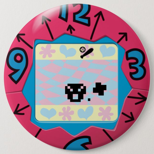 Tamagotchi-bricka. Knapp (Framsida)