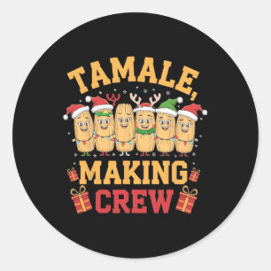 Tamale Skapar Crew Funny Mexikansk julpajamas Runt Klistermärke
