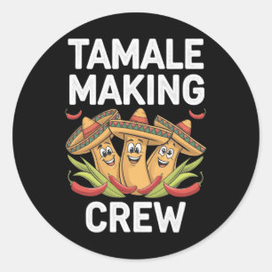Tamale Skapar Crew Funny Mexikansk julpajamas Runt Klistermärke
