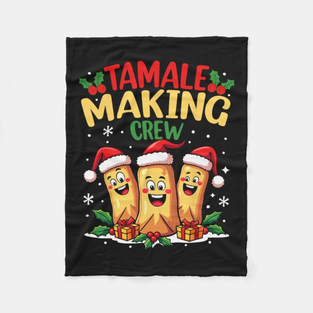 Tamale Skapar Crew Funny Mexikanskt jultomt Fleecefilt (Framsidan)