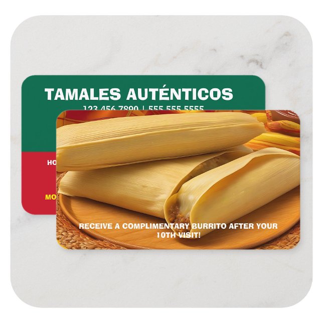 Tamales Loyalty Card Visitkort (Mexican Tamales Loyalty Visiting Card)