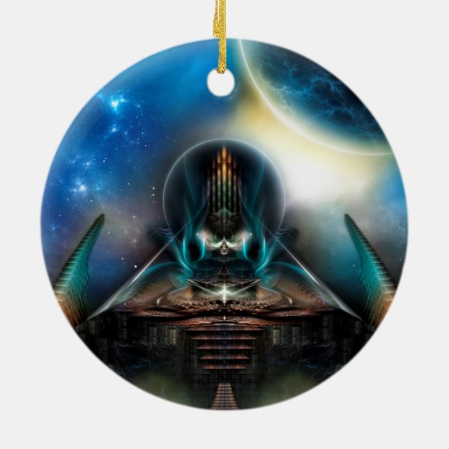 Tamalin 5 Science fiction Fractal Artwork Julgransprydnad Keramik (Baksidan)