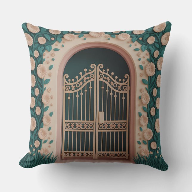 Taman Gate Relief 3D Batik-mönster Kudde (Framsida)