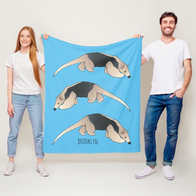 Tamandua-tecknad Fleecefilt (På plats)