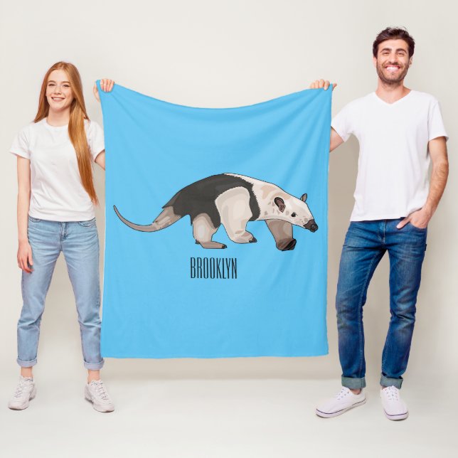 Tamandua-tecknad Fleecefilt (På plats)