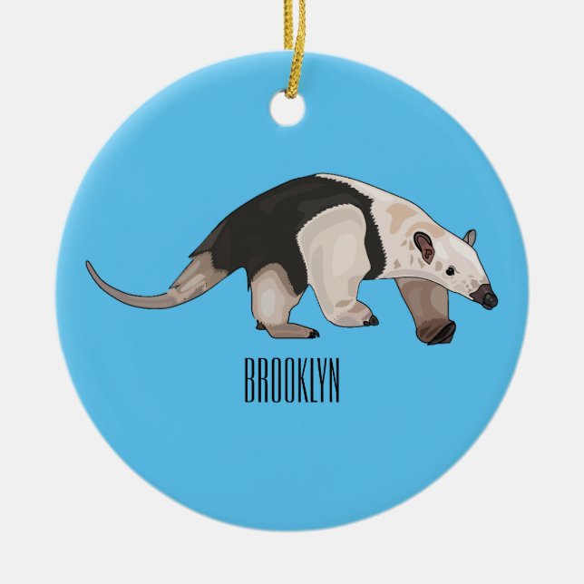 Tamandua-tecknad Julgransprydnad Keramik (Framsidan)