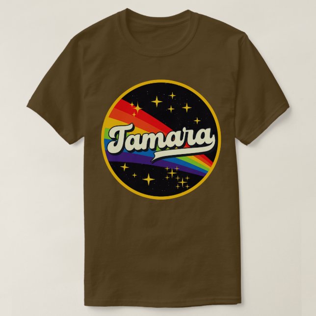 Tamara Rainbow in Space Vintage Stil T Shirt (Design framsida)