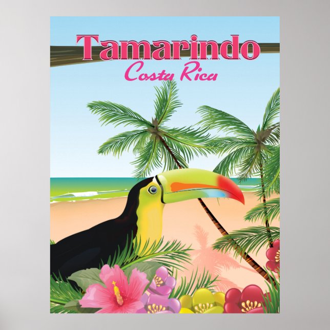 Tamarindo Costa Rica strand semestertid affisch (Framsidan)