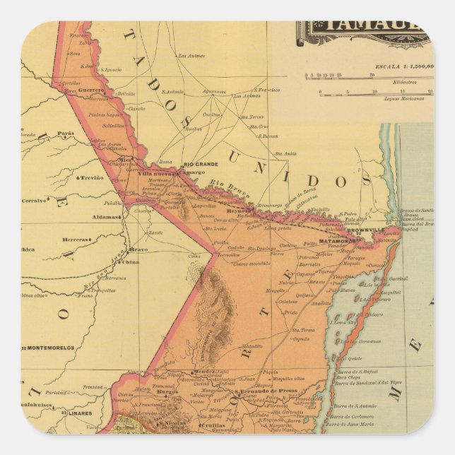 Tamaulipas Fyrkantigt Klistermärke (Framsida)