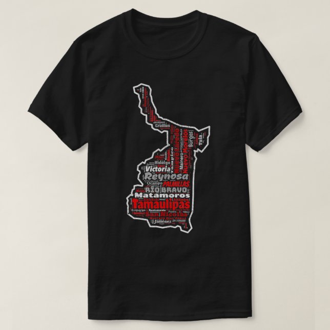 Tamaulipas Mexiko Mapa Municipios Mexikanska state T Shirt (Design framsida)