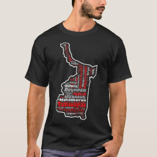 Tamaulipas Mexiko Mapa Municipios Mexikanska state T Shirt