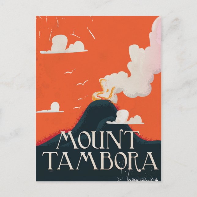 Tambora Volcano Travel Poster Vykort (Framsida)