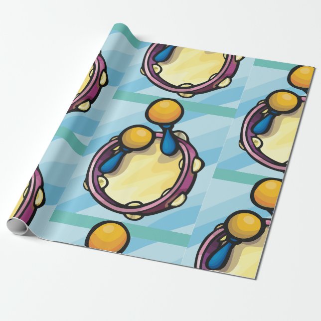 Tamborin och Maraccas Pappra Presentpapper (Utrullad)