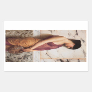 Tambourine Girl av John William Godward Rektangulärt Klistermärke