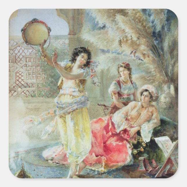 Tambourine (papper) fyrkantigt klistermärke (Framsida)