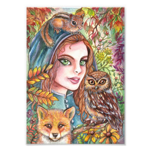 Tamer på Hösten Skogen Fototryck