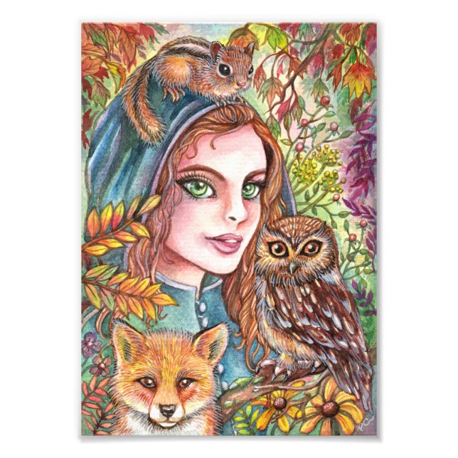 Tamer på Hösten Skogen Fototryck (Framsidan)