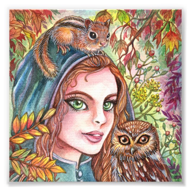 Tamer på Hösten Skogen Fototryck (Framsidan)