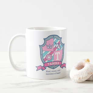 Tamika princess vapensköld rosa aqua blue namn kaffemugg
