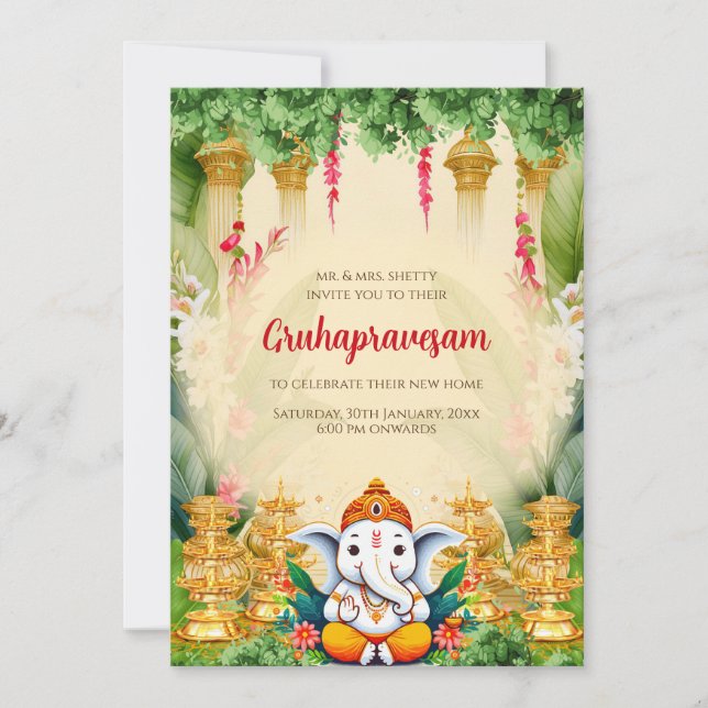 Tamil husvärmningsinbjudan Digital indisk inbjudan (Framsida)