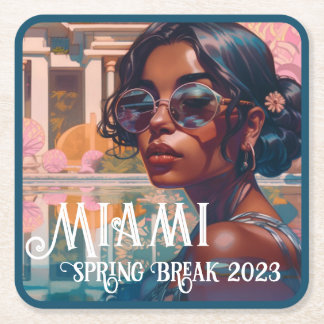 Tamil Woman Miami Resort Bassäng Painting Underlägg Papper Kvadrat