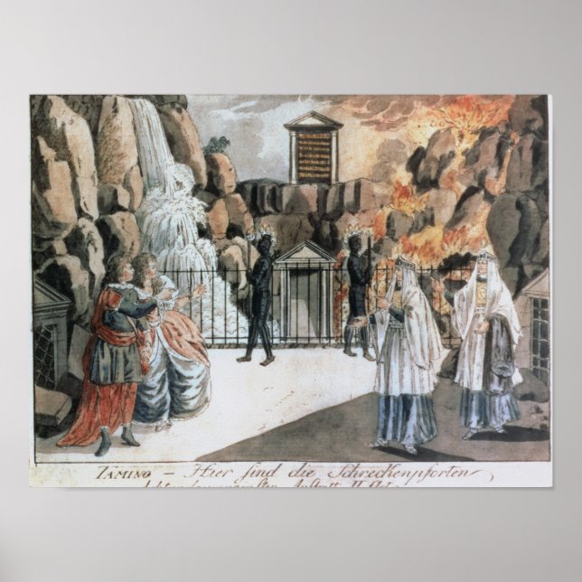 Tamino och Pamina före templet Poster (Framsidan)