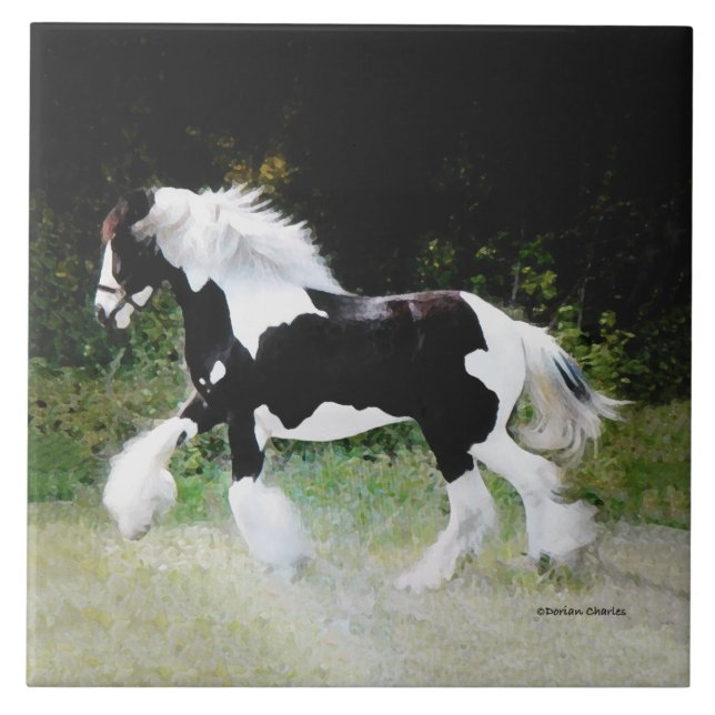 "Tamlin" Horse Tile Kakelplatta (Framsidan)