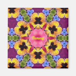 TAMMY ~ Abstrakt Pansy ~ Rosa Blue Lila Gult Magnet
