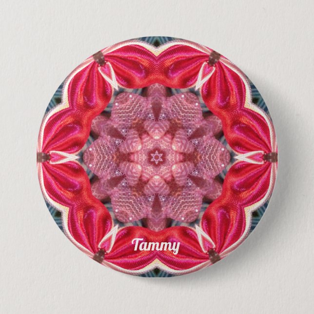 TAMMY ~ Vit Rosa Grön BLING ~  Knapp (Framsida)