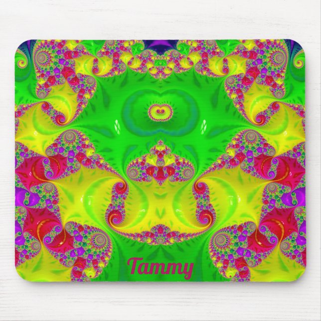 TAMMY ~ Zany Hett Cerise, Gult, Red and Grönt Musmatta (Framsidan)