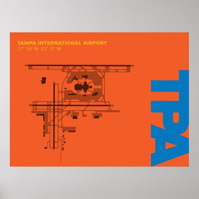 Tampa Airport (TPA) Diagramaffisch Poster (Framsidan)