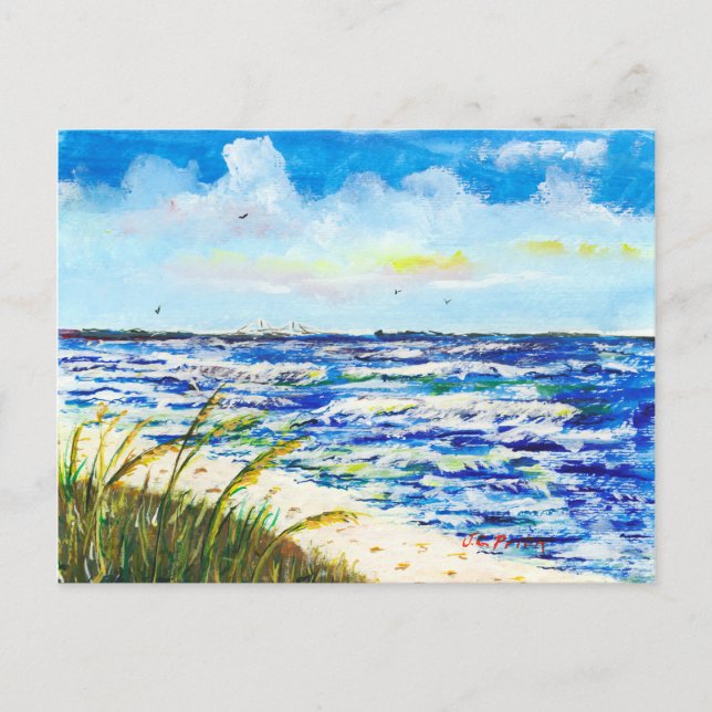 Tampa Bay Florida Beach Sunshine Skyway Bridge Vykort (Framsida)