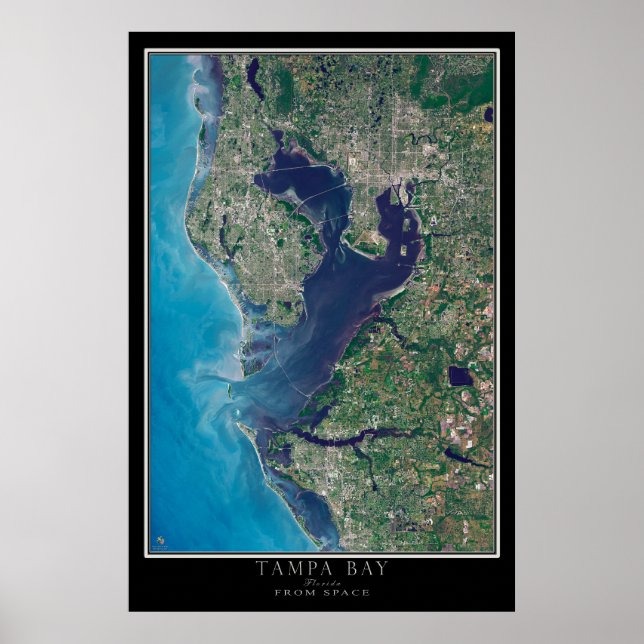 Tampa Bay Florida Satellite Poster Karta (Framsidan)