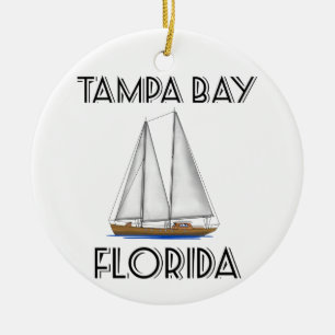 Tampa Bay Florida Segling Julgransprydnad Keramik