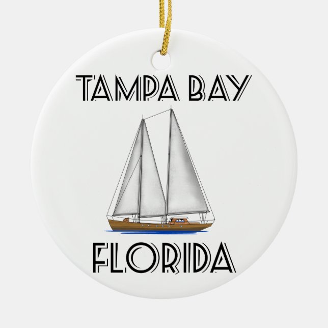 Tampa Bay Florida Segling Julgransprydnad Keramik (Framsidan)