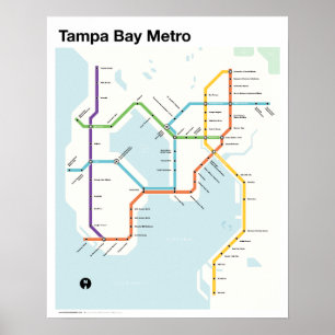 Tampa Bay Metro - Fantasy Tunnelbanan Karta, Tampa Poster