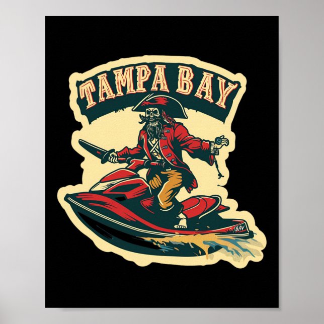Tampa Bay Pirate Florida Jetski Boating Funny Gasp Poster (Framsidan)