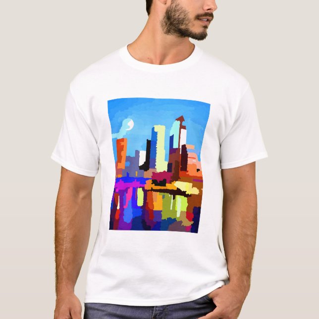 Tampa Bay Skyline Moonrise T Shirt (Framsida)