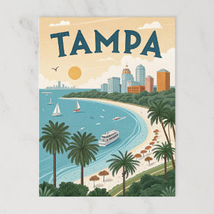 Tampa Bay: Tropical Kusten Illustration Vykort
