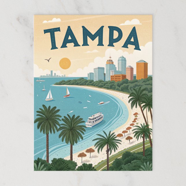 Tampa Bay: Tropical Kusten Illustration Vykort (Skapare uppladdad)