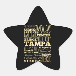 Tampa City of Florida State Typography Art Stjärnformat Klistermärke